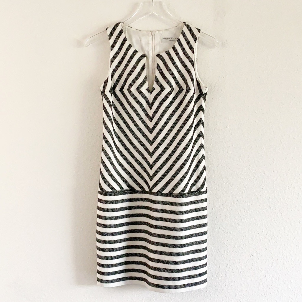 Trina Turk Striped Sleeveless Drop Waist Dress